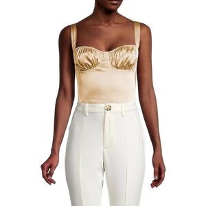 WeWoreWhat X Danielle Bernstein Champagne Gold Satin Bodysuit 4